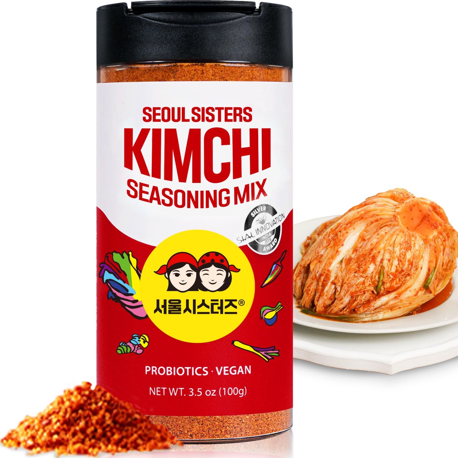 SEOUL SISTERS KIMCHI SEASONING MIX, 3.5 oz (100g) 1EA - Rich in Probiotics, Perfect for BBQ, Meat, Chicken, and Vegetables