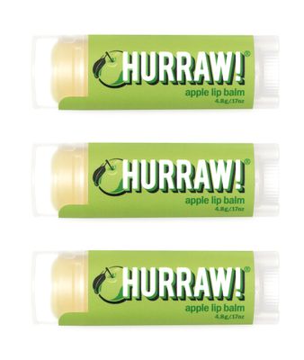 Hurraw! Apple Lip Balm, 3 Pack: Organic, Certified Vegan, Cruelty and Gluten Free. Non-GMO, 100 Natural Ingredients. Bee, Shea, Soy and Palm Free. Made in USA