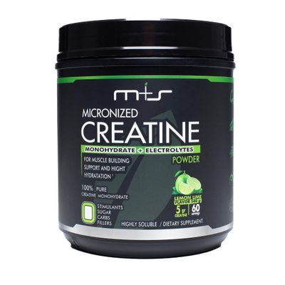 MS Micronized Creatine Monohydrate Electrolytes - 5g Per Serving - Fast Absorption, Hydration &amp; Muscle Recovery - Sugar-Free - Lemon Lime Flavor, 60 Servings