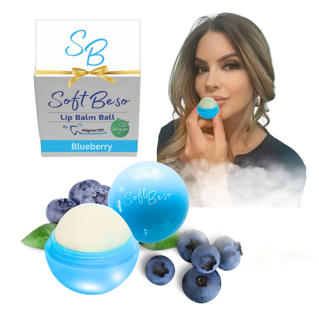 AlignerOff SoftBeso Lip Balm Blueberry Flavor - Moisturizing Lip Balm for Soft, Beautiful Lips - Hydrating &amp; Nourishing Vegan Lip Care for Dry, Chapped Lips - Men &amp; Women - Ideal for Gifting