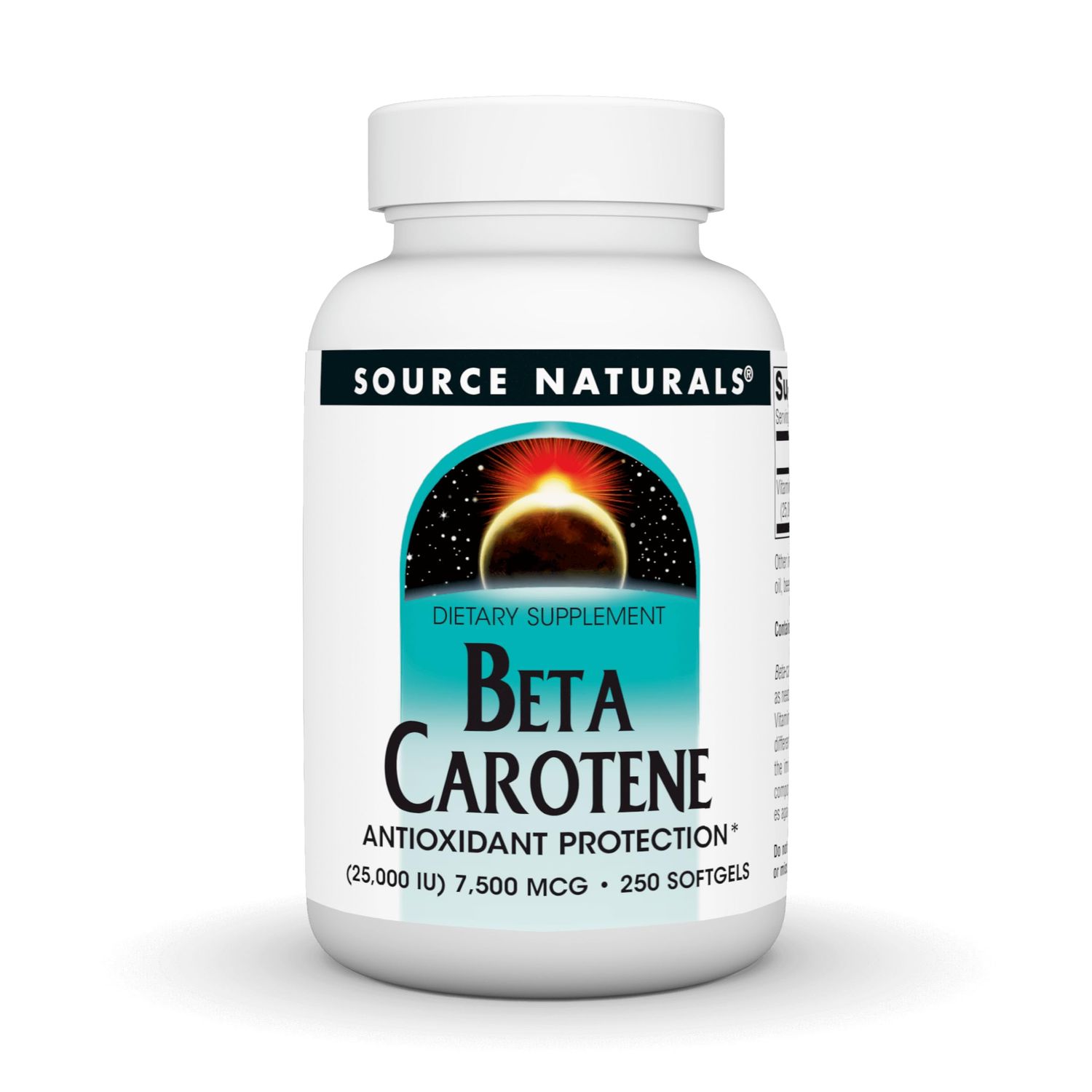 Source Naturals Beta Carotene 25000 iu Antioxidant Protection - Converted by Body to Vitamin A - 250 Softgels