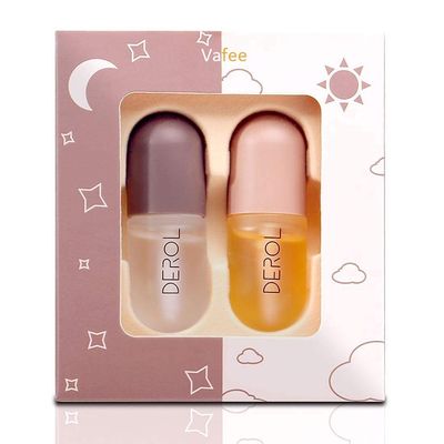 DEROL Lip Plumper by Vafee, Natural Lip Plumper and Lip Care Serum, Lip Enhancer for Fuller, Lip Mask, Beautiful Fuller, Hydrating &amp; Reduce Fine Lines 5.5ML (Day&amp; Night)