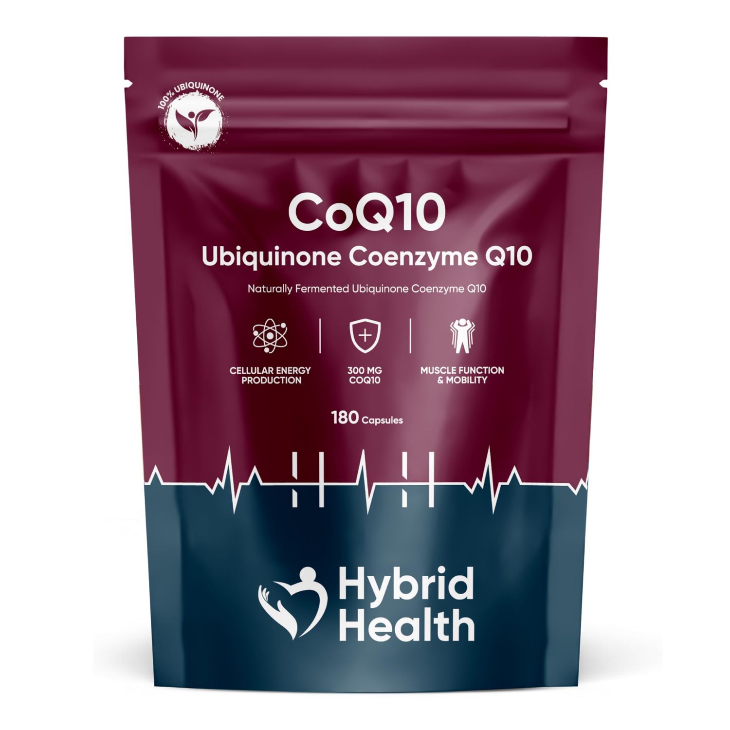 Hybrid Health Ubiquinone Coenzyme Q10 300 MG Supplement | 180 Vegan CoQ10 Capsules | Super Strength Vegan Friendly Naturally Fermented CoQ10 Supplement | Non-GMO Gluten Free | 6 Months Supply