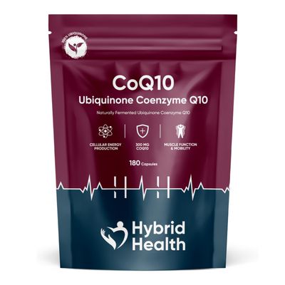 Hybrid Health Ubiquinone Coenzyme Q10 300 MG Supplement | 180 Vegan CoQ10 Capsules | Super Strength Vegan Friendly Naturally Fermented CoQ10 Supplement | Non-GMO Gluten Free | 6 Months Supply