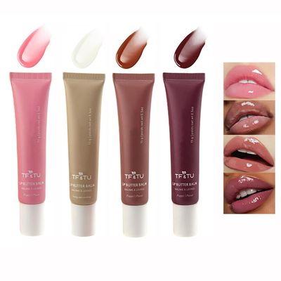Tinted Lip Butter Balm 4 Colors Lip Butter Balm Set Long Lasting Hydrating Jelly Tint Lip Stain Natural Plumping Lip Gloss Lip Care Lip Mask for Soft &amp; Smooth &amp; Protect Dry Lip