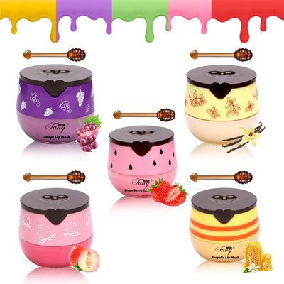 5 PCS Bee Lip Balm Honey Pot,Propolis Sleeping Lip Mask,Hydrating Prevention Dry and Cracked,Reduce Lip Lines,Sleeping Lip Mask Overnight,Moisturizing Lip Balm with Stick