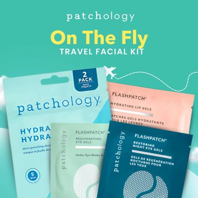 Patchology On The Fly Travel Facial Kit - Travel-Friendly Hydrating Skincare Essentials for Face, Eyes and Lips - Includes 2 Pair Under Eye Patches, 2 Hydrate Sheet Mask for Refreshed Skin,1 Lip Mask