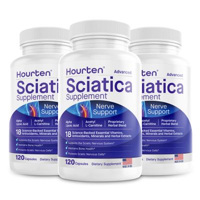 Hourten Advanced Sciatic Nerve Support Relief: Alpha Lipoic Acid - 18 in 1 Sciatica Supplements - Vitamin B Complex - Made in USA (360 Count (Pack of 1))