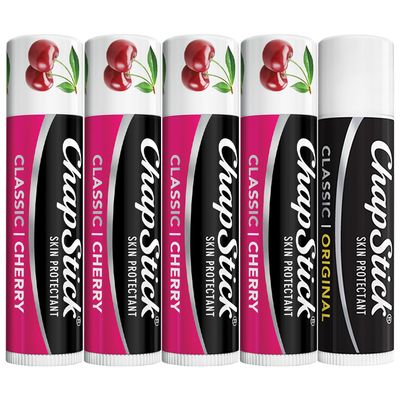 ChapStick Cherry Lip Balm 4-Pack 1 Original ChapStick, Lip Moisturizer, 0.15 Oz Ea (5 Piece Set)