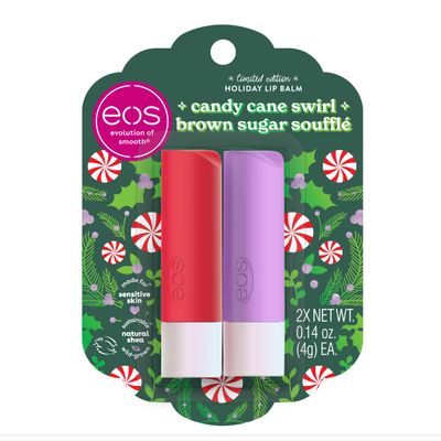 EOS Limited Edition Holiday Lip Balm, Raspberry Cloud &amp; Blackberry Bellini, All-Day Moisture, Made for Sensitive Skin, 0.14 oz, 2-Pack, Clear