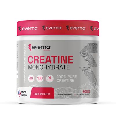 EVERNA Creatine Monohydrate Powder, 10.58oz (300g) Unflavored, 100 Servings, 100 Pure Creatine