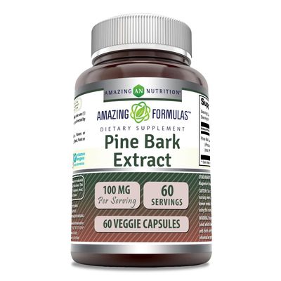 Amazing Formulas Pine bark Extract 100mg 60 Veggie Capsules | Non-GMO | Gluten Free | Made in USA | Suitable for Vegetarians