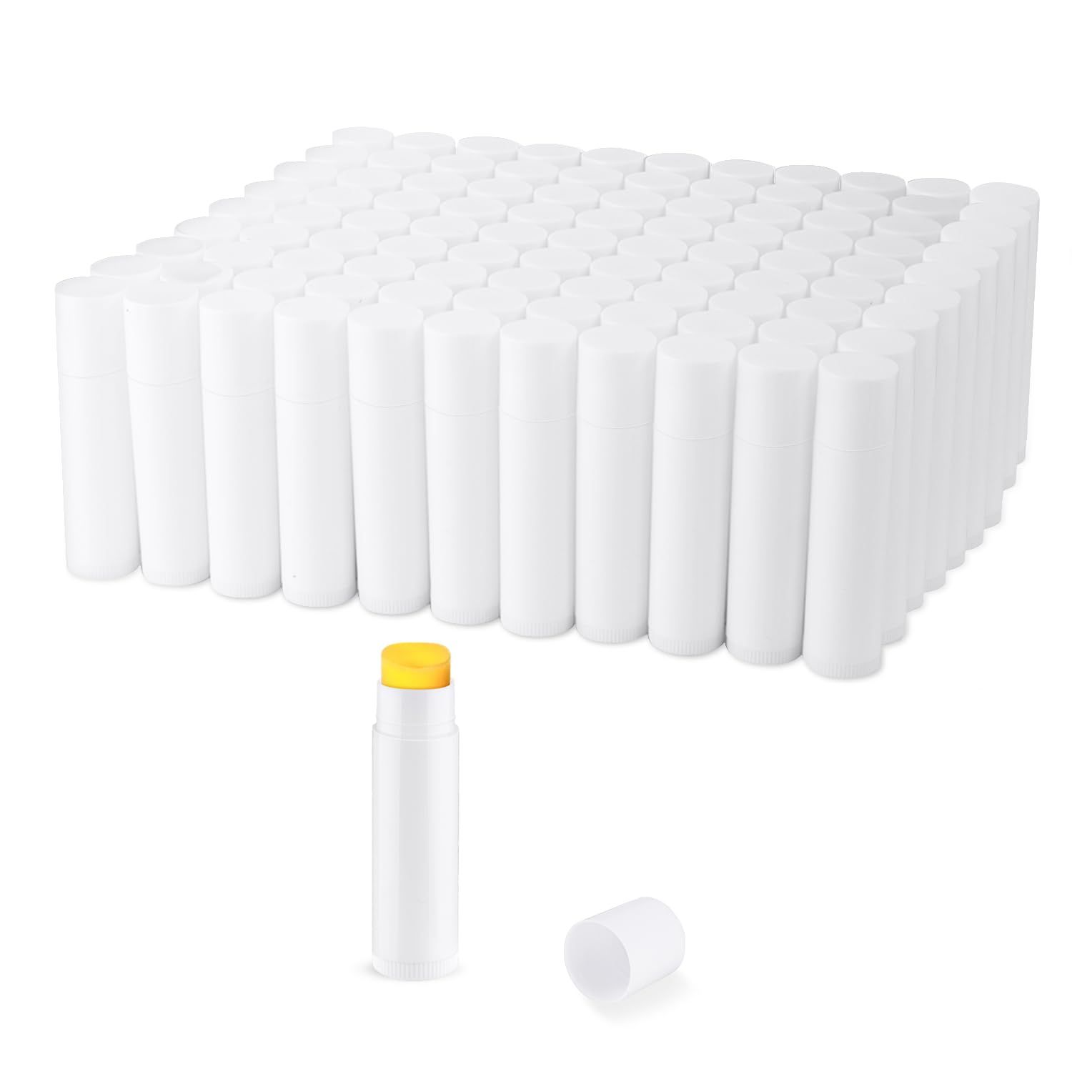 100 Pcs 5.5ml Bulk Empty Lip Balm Tubes Refillable Plastic Lip Gloss Container Travel Lipstick Tubes Holder For DIY Homemade Lip Balm (white)