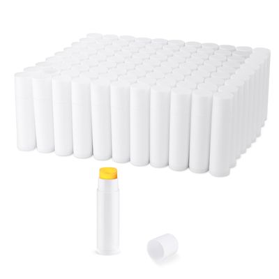 100 Pcs 5.5ml Bulk Empty Lip Balm Tubes Refillable Plastic Lip Gloss Container Travel Lipstick Tubes Holder For DIY Homemade Lip Balm (white)