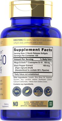 Carlyle CoQ10 100mg | 240 Softgels | Mega Q-Sorb Coenzyme Q-10 | with Black Pepper Extract | Non-GMO, Gluten Free Supplement