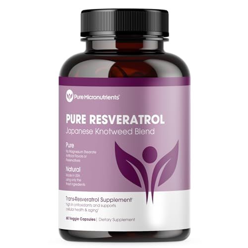 Pure Resveratrol Supplement - Extra Strength 600mg Trans-Resveratrol Per Serve - for Heart, Cognitive, Immune Health Support - Purified &amp; Bioavailable - 60 Vegan Caps