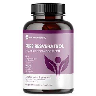 Pure Resveratrol Supplement - Extra Strength 600mg Trans-Resveratrol Per Serve - for Heart, Cognitive, Immune Health Support - Purified &amp; Bioavailable - 60 Vegan Caps