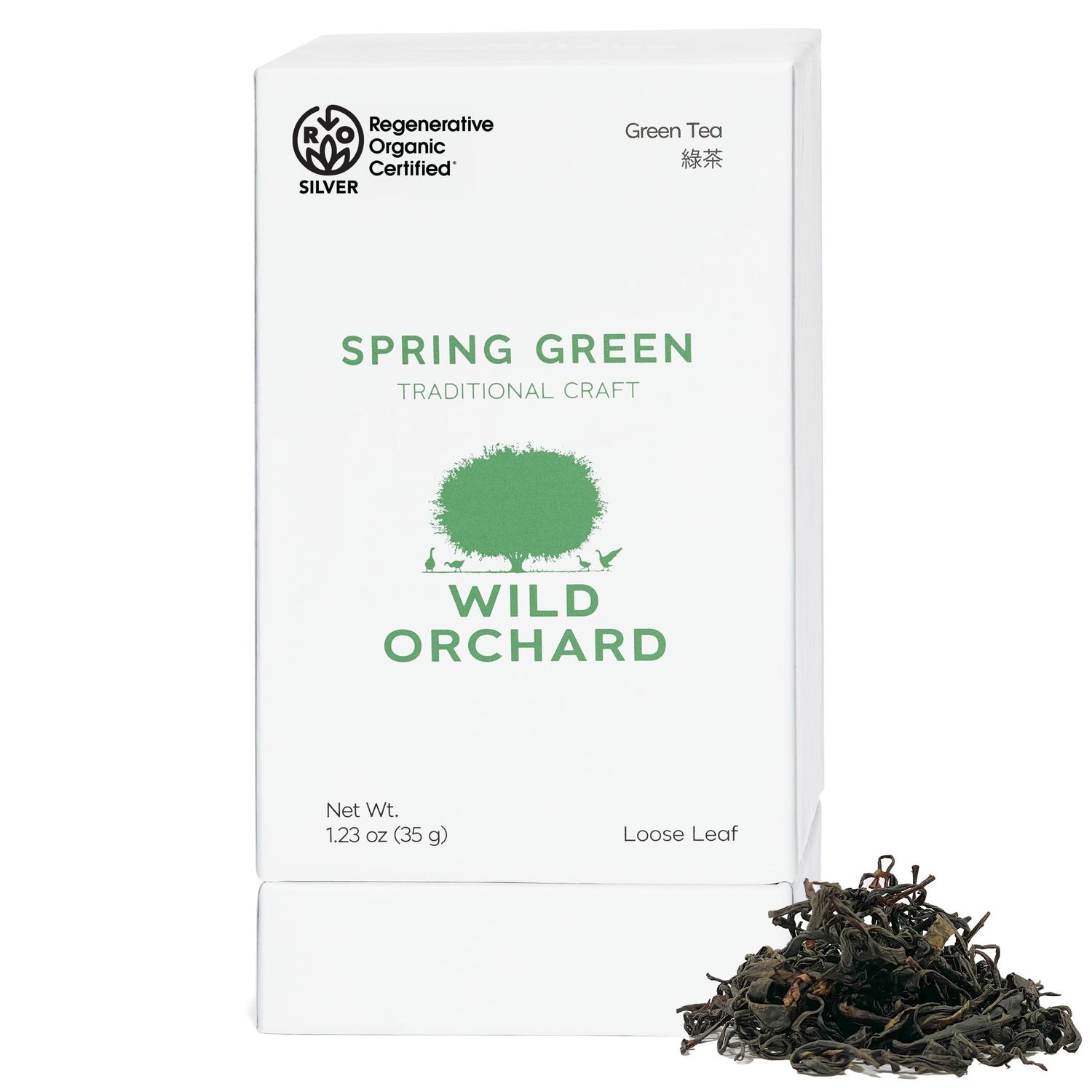 Wild Orchard Premium Green Tea - 100 Regenerative Organic Certified - Loose Leaf - USDA Organic - Sustainably &amp; Regeneratively Cultivated on Jeju Island in South Korea - (Spring Green)