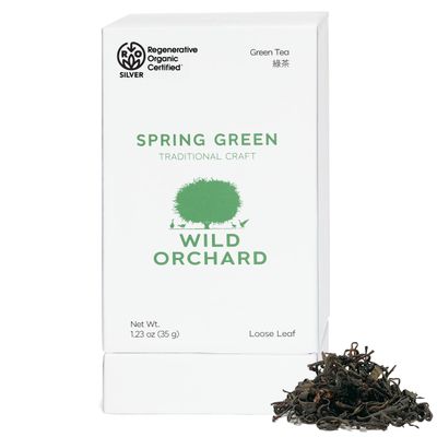 Wild Orchard Premium Green Tea - 100 Regenerative Organic Certified - Loose Leaf - USDA Organic - Sustainably &amp; Regeneratively Cultivated on Jeju Island in South Korea - (Spring Green)