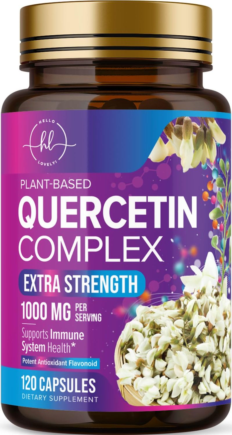 Quercetin 1000mg Servings - Extra Strength Antioxidant Support for Immune &amp; Cellular Health, Quercetin 500mg Capsules for Lung, Respiratory &amp; Heart Support, Vegan, Gluten Free &amp; Non-GMO - 120 Capsules