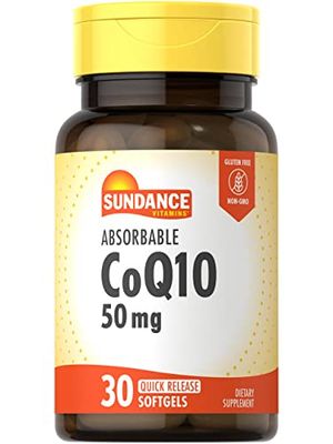 Sundance CoQ10 50mg | 30 Absorbable Softgels | Non-GMO and Gluten Free Supplement