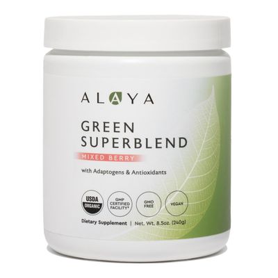 Alaya Organic Super Greens Powder - Premium Green Juice Superfood Supplement Powder - Adaptogens, Antioxidants &amp; Probiotics Blend - USDA Organic, Non-GMO, Vegan - 30 Servings (Mixed Berry)