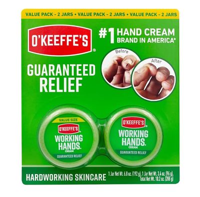 O&#39;Keeffe&#39;s Working Hands Hand Cream Intense Moisturizing Relief for Extremely Dry, Cracked Hands Unscented, Non-Greasy, Hypoallergenic_Protective Barrier, 2 Pack (6.8 oz &amp; 3.4 oz)