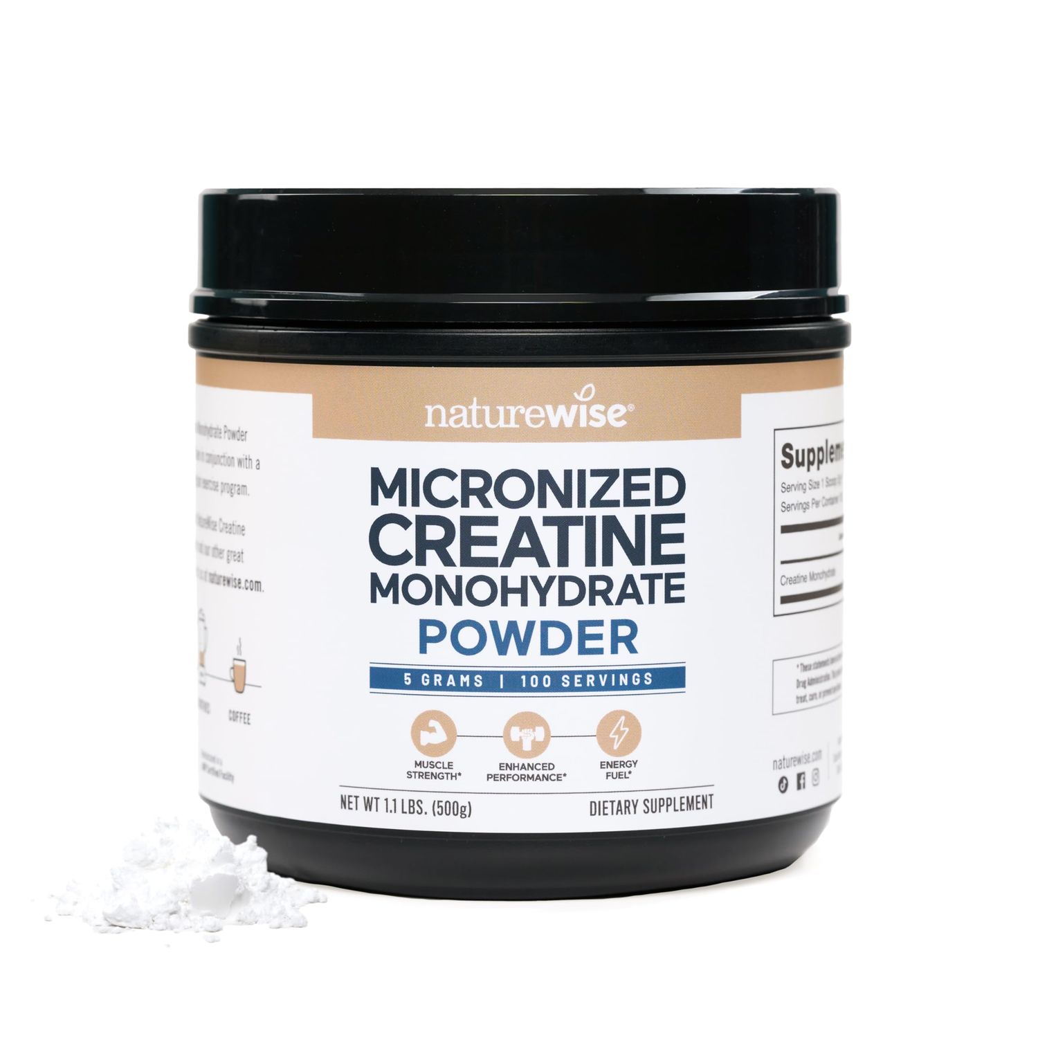 NatureWise Micronized Creatine Monohydrate Powder, 5000mg (5g) Per Serving - Creatine for Women &amp; Men - Pure, Unflavored, Supports Lean Muscle Mass, Endurance - 100 Servings