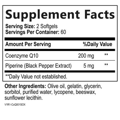 Built by Nature CoQ10 200 mg - Coenzyme Q10 with Olive Oil and Black Pepper for High Absorption - Supports Heart Health &amp; Energy - Antioxidant Supplement- 2 Month Supply, 120 Softgels