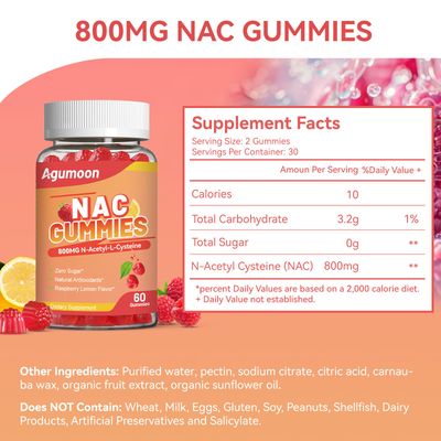 Agumoon NAC Gummies 800mg, N-Acetyl Cysteine Supplement, NAC Supplement for Antioxidants &amp; Immune Support, Sugar-Free - 120 Vegan Gummies