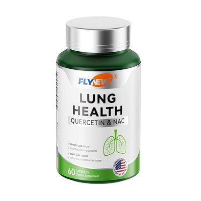 Flynew Lung Health, Herbal Quercetin&amp; NAC, Breathe Support, Lung Cleanse, Vitamin C, Zinc, GMP, Made in USA 60 Capsules