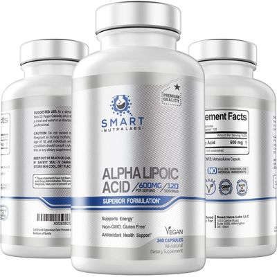 Alpha Lipoic Acid 600mg Per Serving, 240 Vegan Capsules- Gluten Free, Pure Non-GMO ALA- Supports Energy &amp; Anti Oxidant