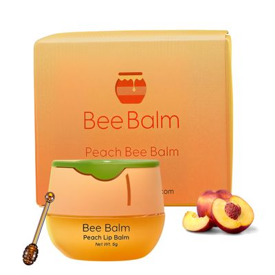 Original My Bee Balm Lip Balm - Peach Hydrating Balm Honey Pot for Dry, Chapped &amp; Cracked Lips with Propolis, Honey &amp; Vitamin E - Soften, Smooth &amp; Reduce Lip Lines