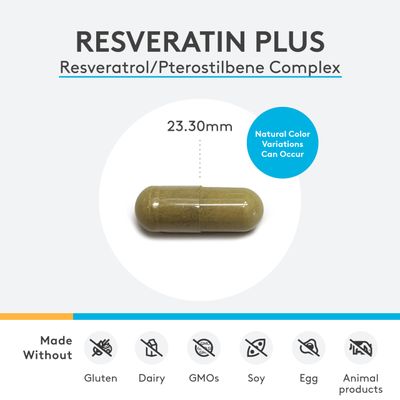 XYMOGEN Resveratin Plus - Patented Pterostilbene Trans-Resveratrol with Quercetin Antioxidants Supplement to Promote Cardiovascular Cellular Health, Healthy Aging, Immune Support (60 Capsules)