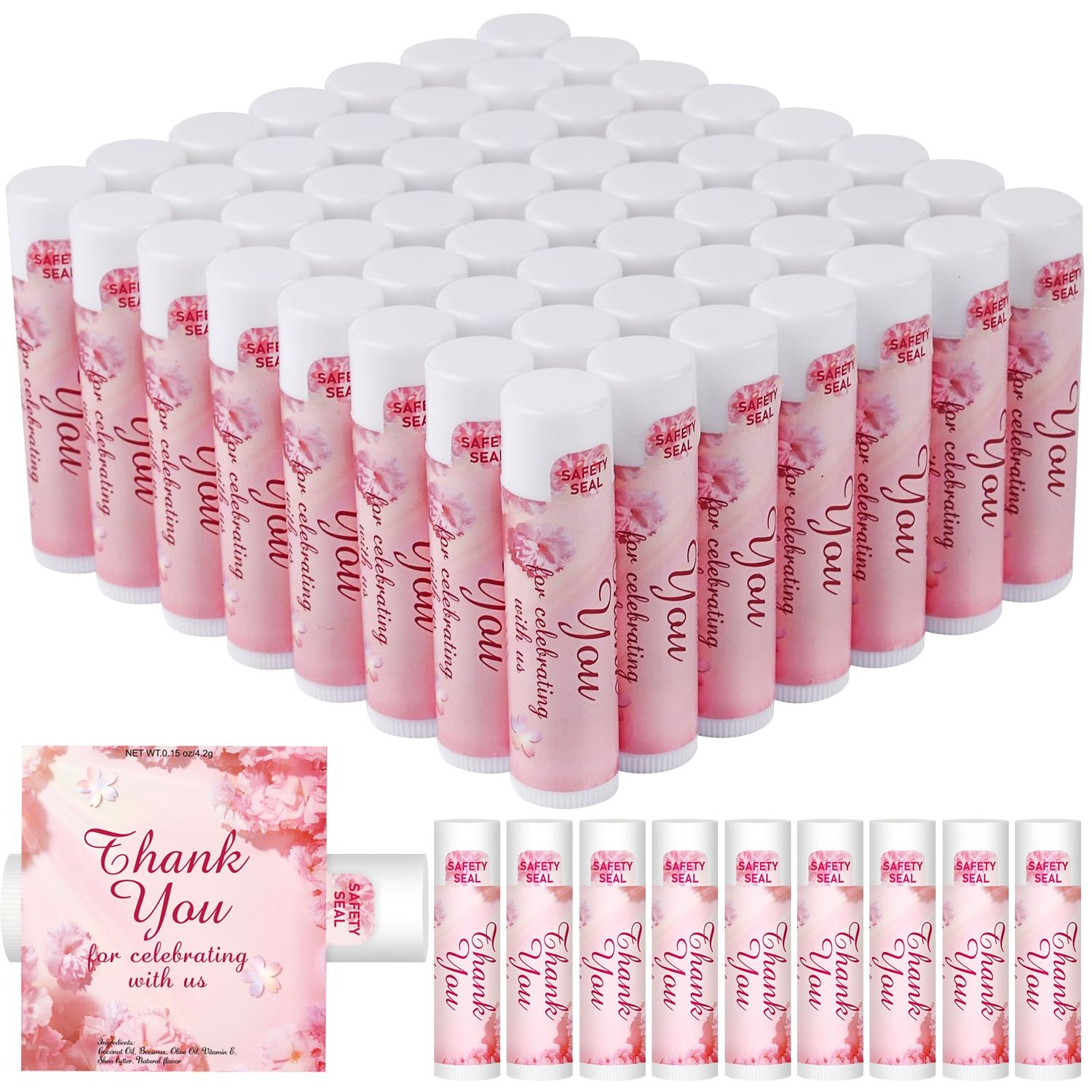 DMSKY 60 Pcs Wedding Bridal Shower Lip Balm Bulk, Bachelorette Souvenir &amp; Baby Shower Favors, Wedding Party Favors for Guests, Thank You Gifts for Women Coworker Staff