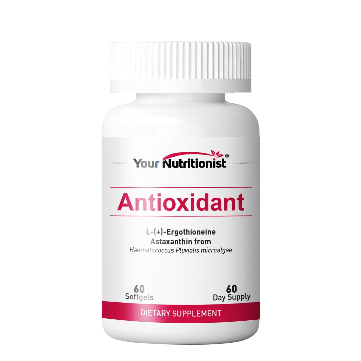 Your Nutritionist Antioxidant Softgel - Astaxanthin from Algae, Ergothioneine - 60 Counts, 60 Day Supply