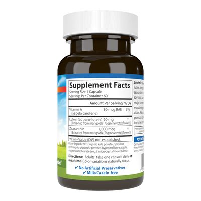 Carlson - Lutein &amp; Greens, 20 mg, Vision Support &amp; Eye Function, Antioxidant, 60 Vegetarian Capsules