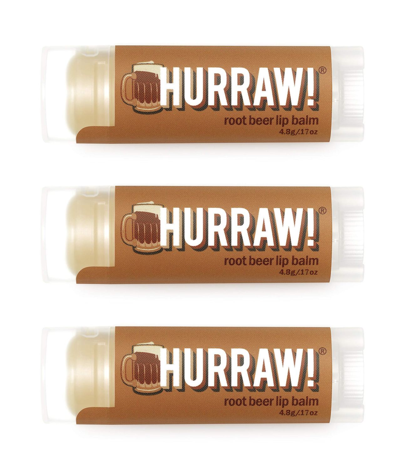 Hurraw! Root Beer Lip Balm, 3 Pack: Organic, Certified Vegan, Cruelty and Gluten Free. Non-GMO, 100 Natural Ingredients. Bee, Shea, Soy and Palm Free. Made in USA