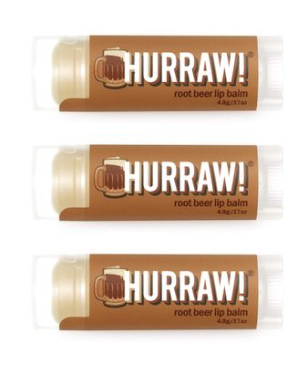 Hurraw! Root Beer Lip Balm, 3 Pack: Organic, Certified Vegan, Cruelty and Gluten Free. Non-GMO, 100 Natural Ingredients. Bee, Shea, Soy and Palm Free. Made in USA