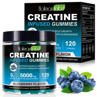 Creatine Monohydrate Gummies for Men and Women - Creatine Monohydrate Gummies - 5000mg Creatine Monohydrate Gummies Sugar Free 120 Gummies Advanced Formula Support Muscle Growth,Sugar Free,Vegan