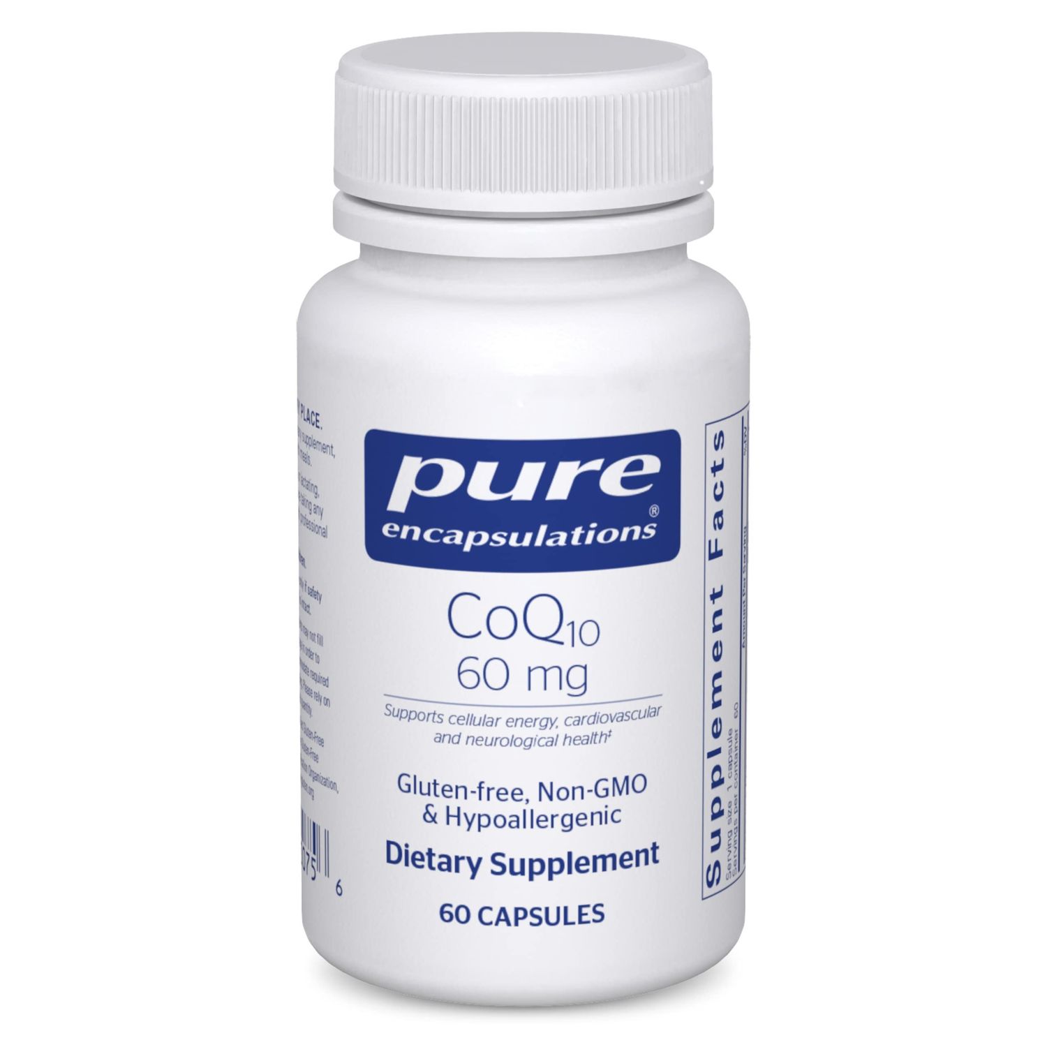Pure Encapsulations CoQ10 60 mg | Coenzyme Q10 Supplement for Energy, Antioxidants, Brain and Cellular Health, Cognition, and Cardiovascular Support | 60 Capsules