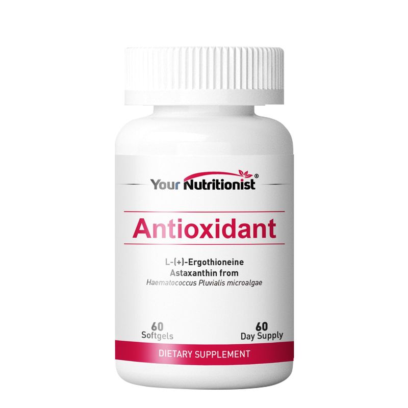 Your Nutritionist Antioxidant Softgel - Astaxanthin from Algae, Ergothioneine - 60 Counts, 60 Day Supply