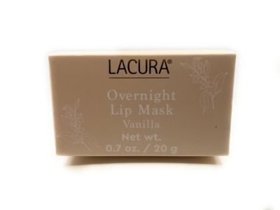 Hydrating Sleeping Lip Mask for Overnight Moisture Vanilla Flavor with Vitamin C, Coconut Oil, Shea Butter, Lacura 0.7oz/20g - Pack of 1