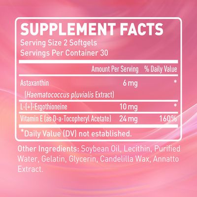 Your Nutritionist Antioxidant Softgel - Astaxanthin from Algae, Ergothioneine - 60 Counts, 60 Day Supply