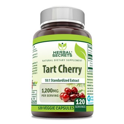 Herbal Secrets Tart Cherry 10:1 Standardized Extract Supplement | 1200 Mg Per Serving | 120 Veggie Capsules | Non-GMO | Gluten Free | Made in USA (1 Pack, 120)