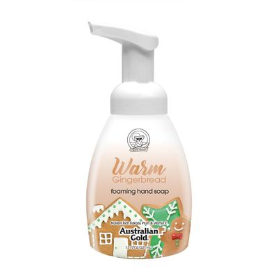 Australian Gold Warm Gingerbread Foaming Hand Soap for the Holiday Season, 7.5 fl oz, Rich Creamy Lather, Gentle Bathroom &amp; Kitchen Hand Wash, Nostalgic Holiday Scent