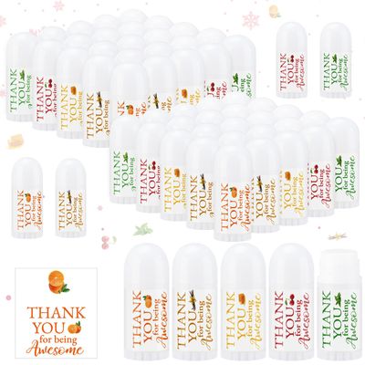 Swiffen 50 Pcs Thank You Gifts Mini Lip Balm Pack Moisturizer Assorted Flavors Dry Lip Care Products for Teacher Baby Shower Coworkers Friend