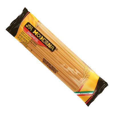 LA MODERNA, Spaghetti, Pasta, Hecha con Smola de Trigo Durum, Enriquecida con Vitaminas y Hierro, 16 oz