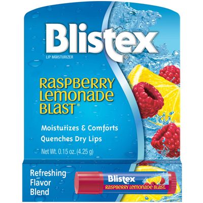 Blistex Raspberry Lemonade Blast Lip Balm, 0.15 oz. Moisturizes &amp; Comforts Dry Lips, Refreshing Flavor Blend, Vitamin C and E, Easy Glide Formula for Full Coverage, Pack of 12