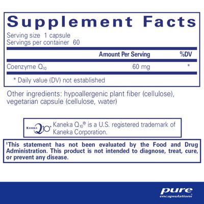 Pure Encapsulations CoQ10 60 mg | Coenzyme Q10 Supplement for Energy, Antioxidants, Brain and Cellular Health, Cognition, and Cardiovascular Support | 60 Capsules